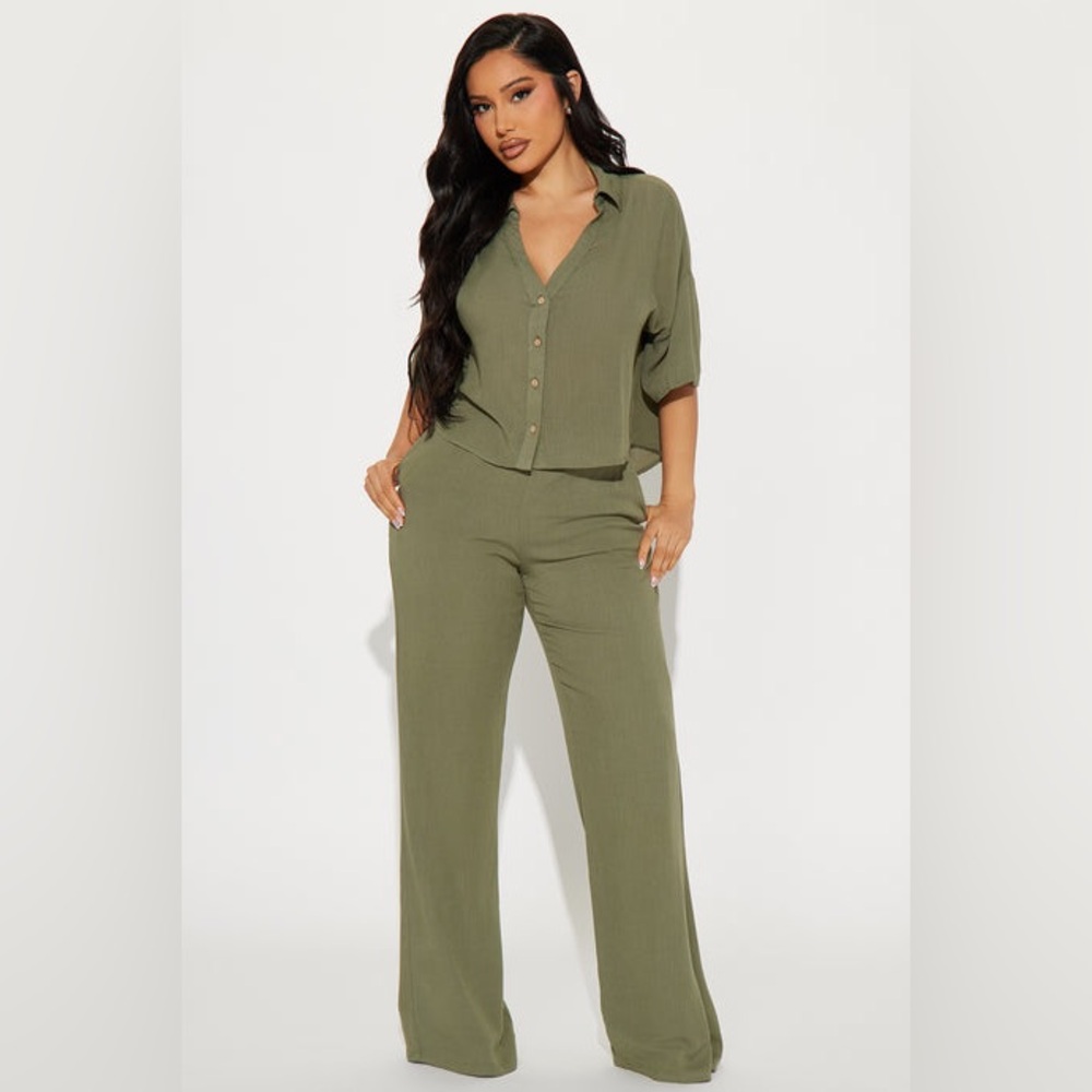 Olive Green Women's Pants Set